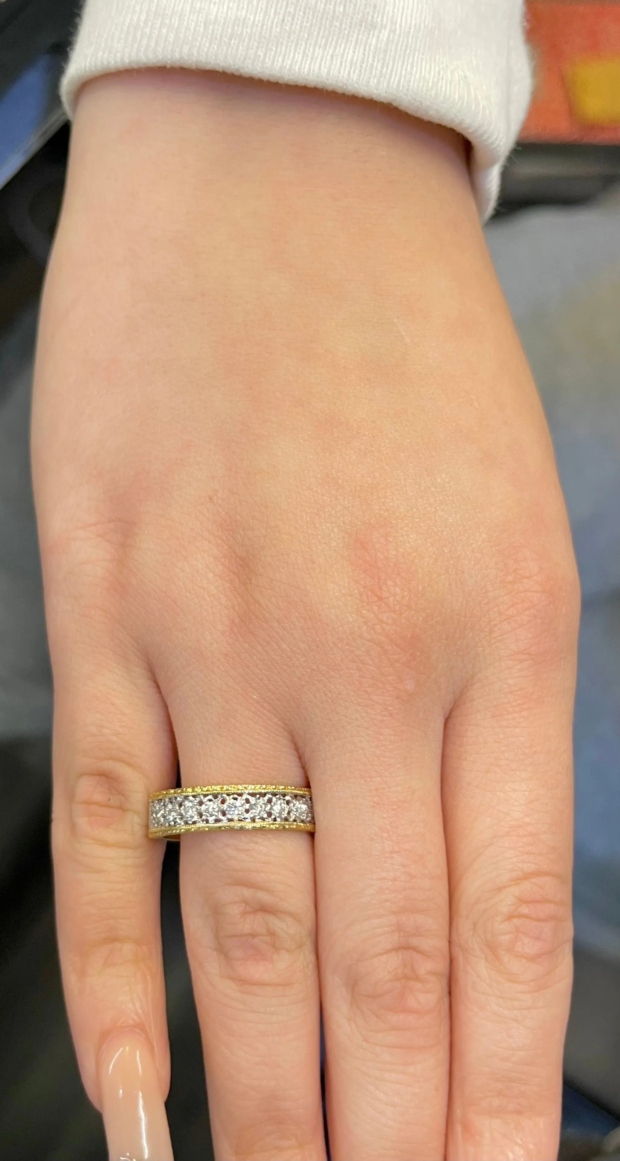 BUCCELLATI DIAMOND 18K YELLOW AND WHITE GOLD SETTING RING - $30K APR w/ CoA!!!!!