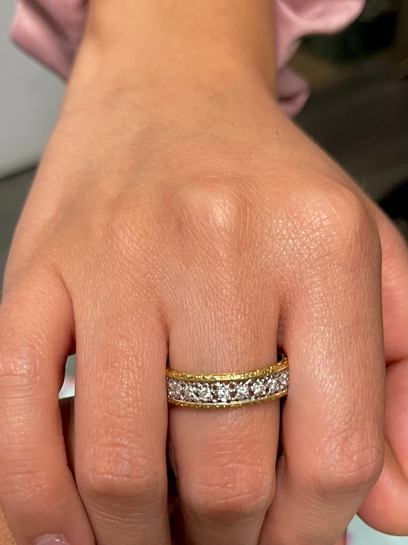 BUCCELLATI DIAMOND 18K YELLOW AND WHITE GOLD SETTING RING - $30K APR w/ CoA!!!!!