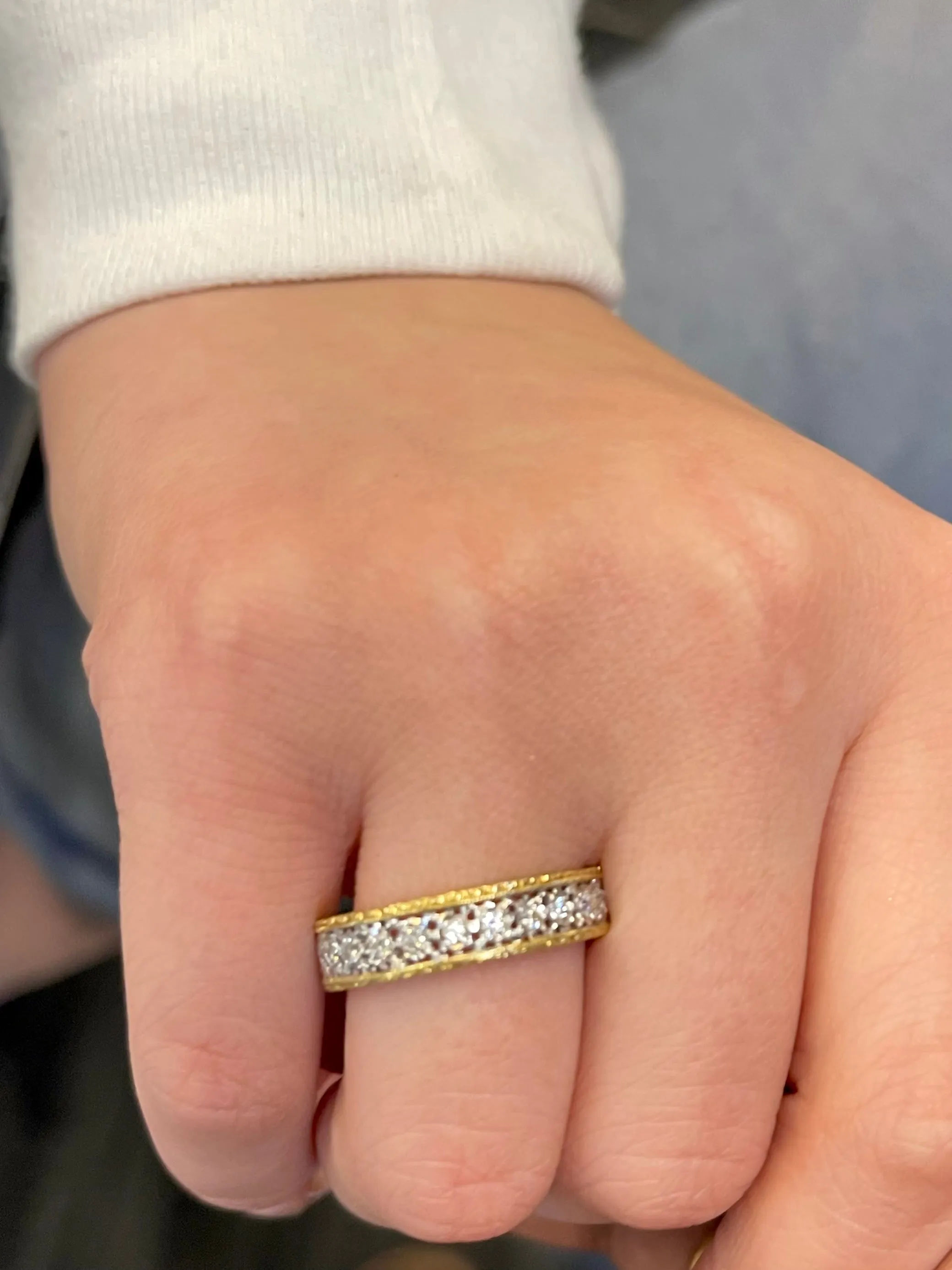BUCCELLATI DIAMOND 18K YELLOW AND WHITE GOLD SETTING RING - $30K APR w/ CoA!!!!!