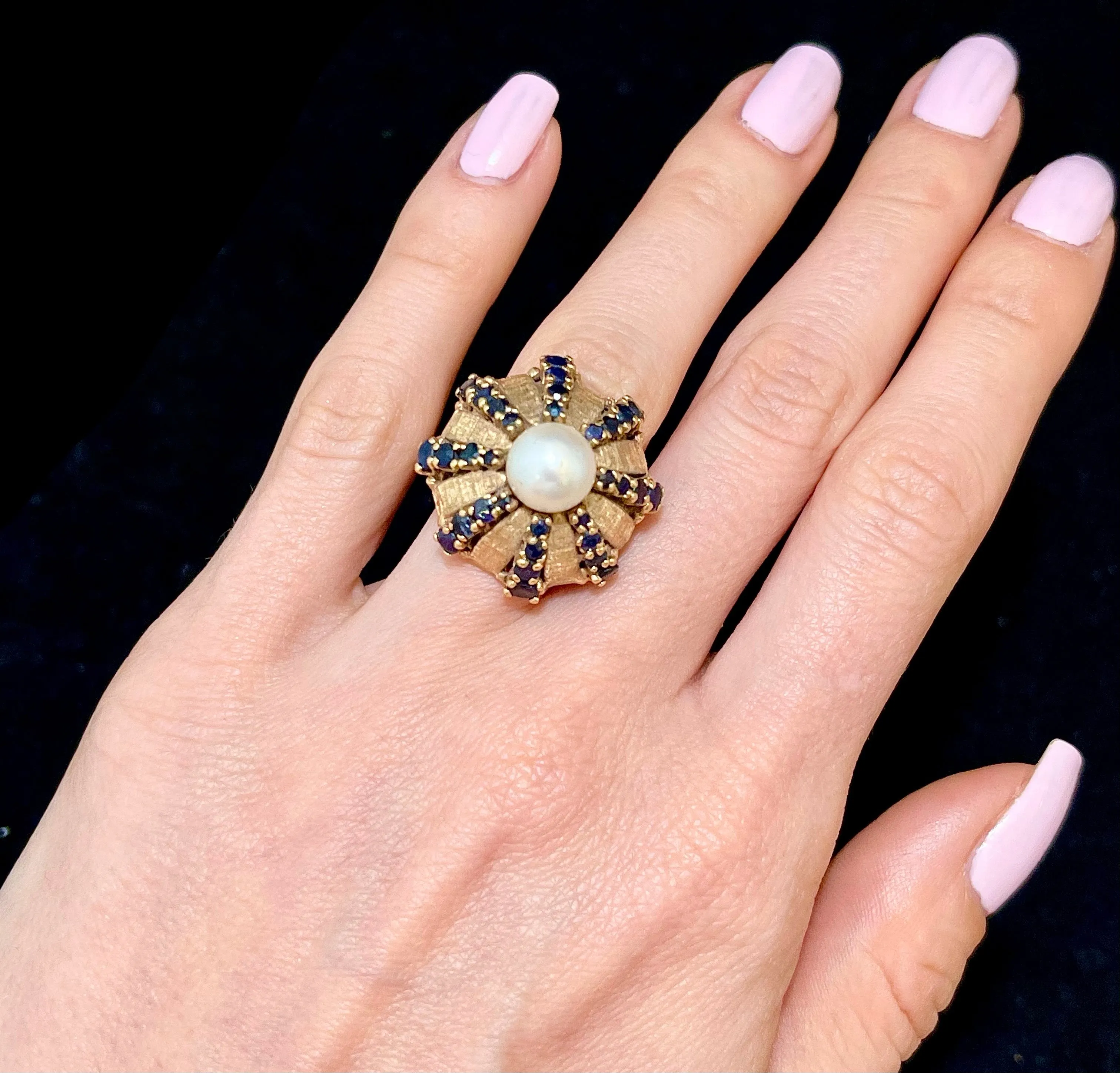 Buccellati-style Designer SYG Pearl & Sapphire Ring - $13K APR Value w/CoA}