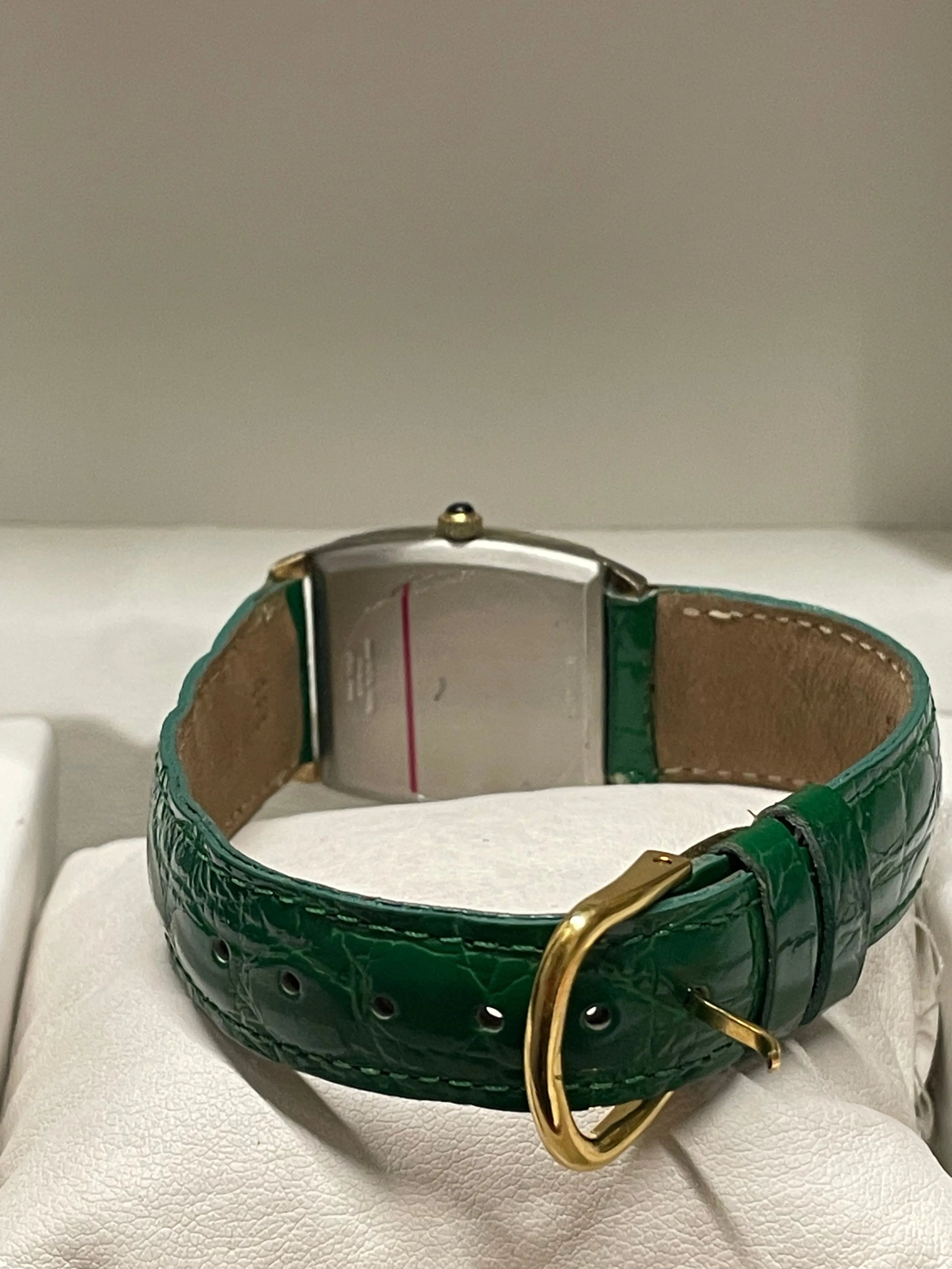 Bulova Gold Tone Unisex Watch Black Dial, Green Crocodile Strap- $6K APR w/ COA!