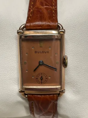 Bulova Men's 14K Solid Gold Filled Tank Watch - Rose Gold Dial- $7K APR w/ COA!!