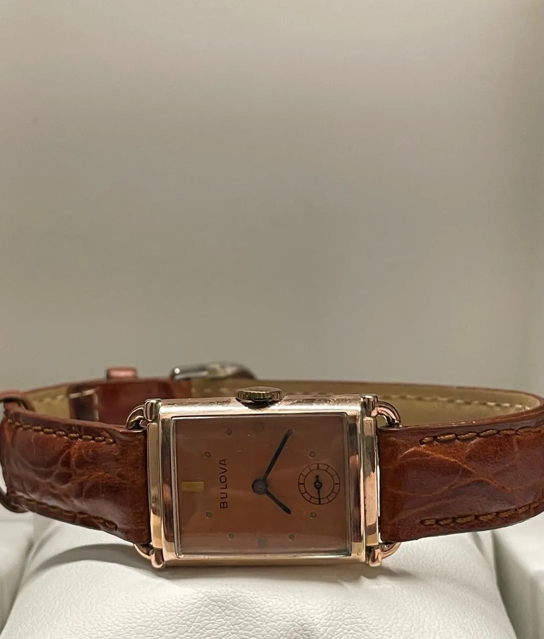 Bulova Men's 14K Solid Gold Filled Tank Watch - Rose Gold Dial- $7K APR w/ COA!!