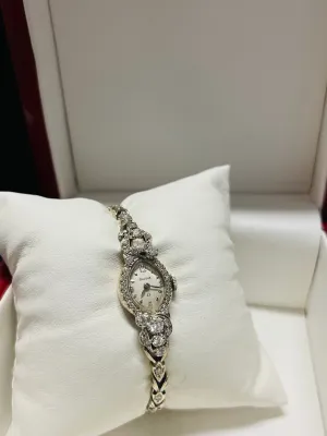 BULOVA RARE VINTAGE LADIES SOLID WHITE GOLD & DIAMONDS WATCH - $25K APR w/ COA!
