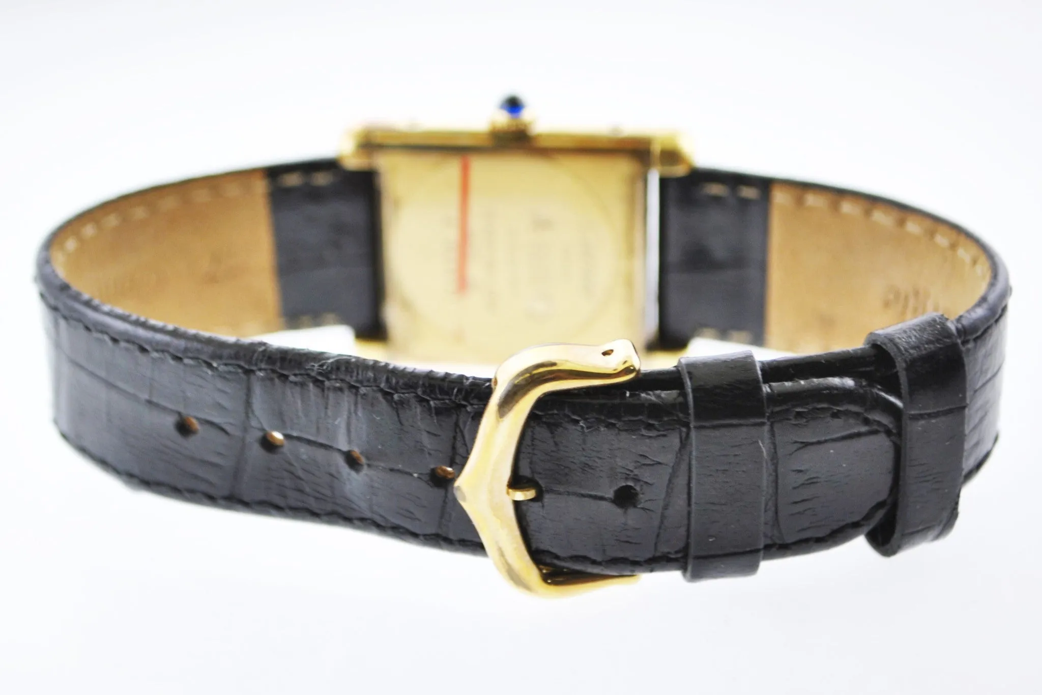 CARTIER Beautiful Vintage YG Rectangle Watch w/ Sapphire Dial - $10K APR w/CoA!!!