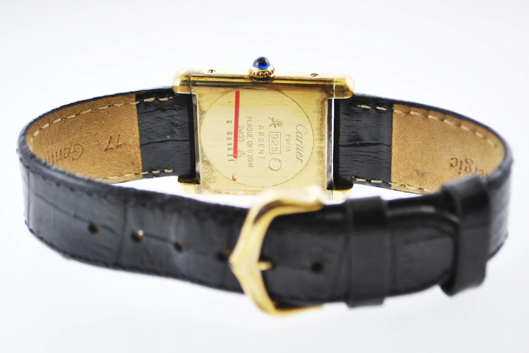 CARTIER Beautiful Vintage YG Rectangle Watch w/ Sapphire Dial - $10K APR w/CoA!!!