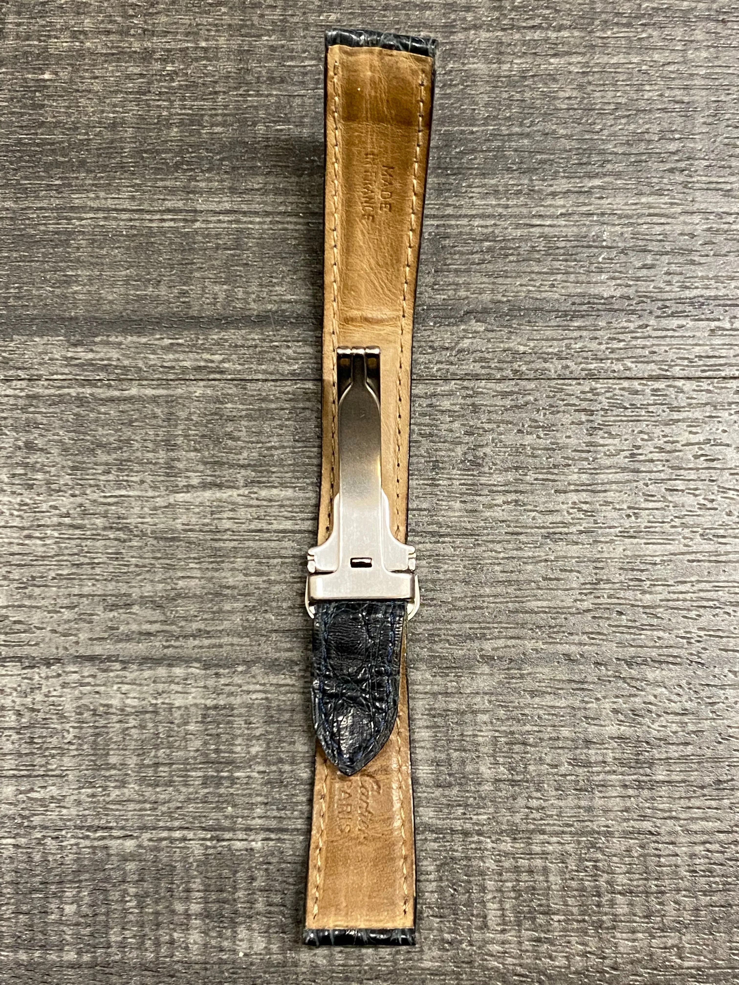 CARTIER Dark Blue Padded Crocodile Leather Watch Strap for Deployment - $800 APR VALUE w/ CoA! ✓