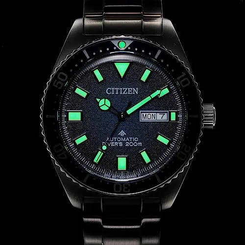 Citizen Men's Promaster Dive Automatic 3 Hand Silver Stainless Steel Watch with Blue Gradient Dial, ISO Certified (Model: NY0129-58L)