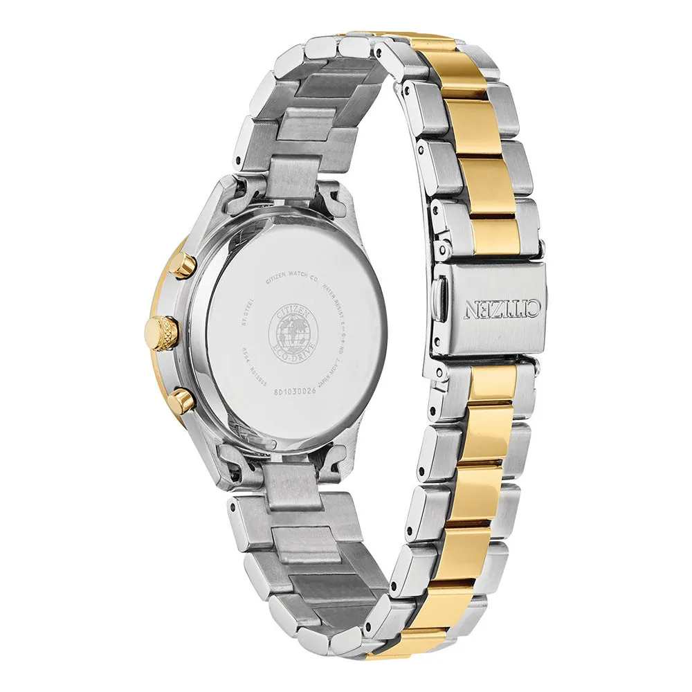 Citizen Womens Chandler White Dial Multicolor Band Chronograph Stainless Steel Watch - FB1444-56D