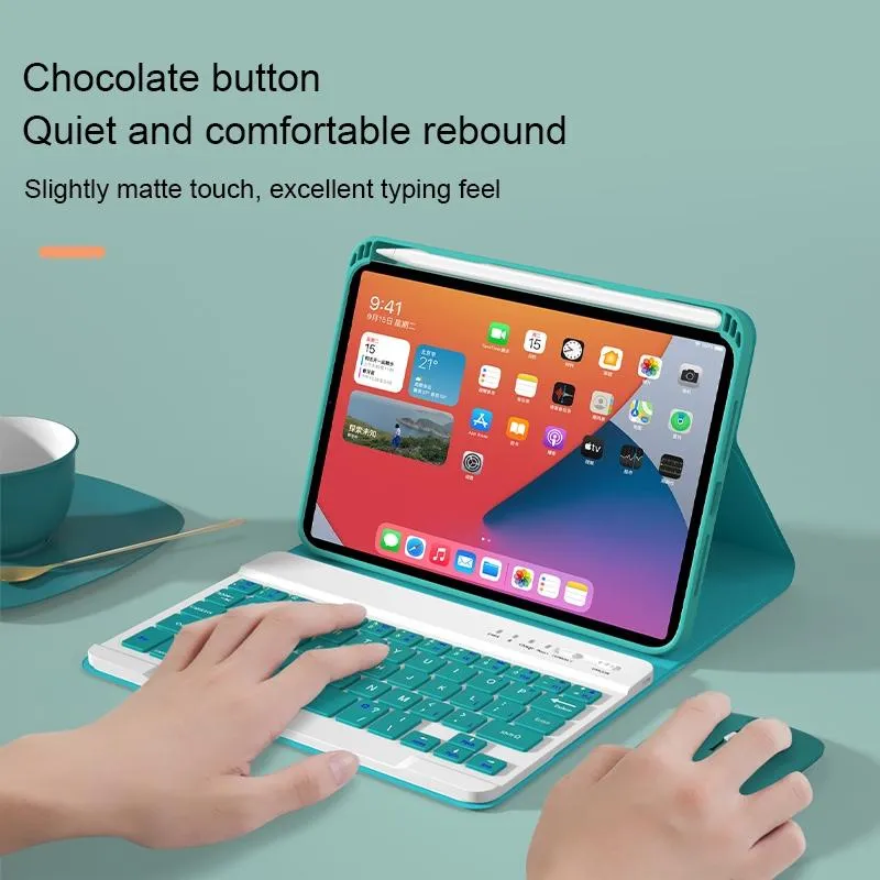 Detachable Bluetooth Keyboard Case For Ipad Mini 6 With Colourful Backlight & Holder