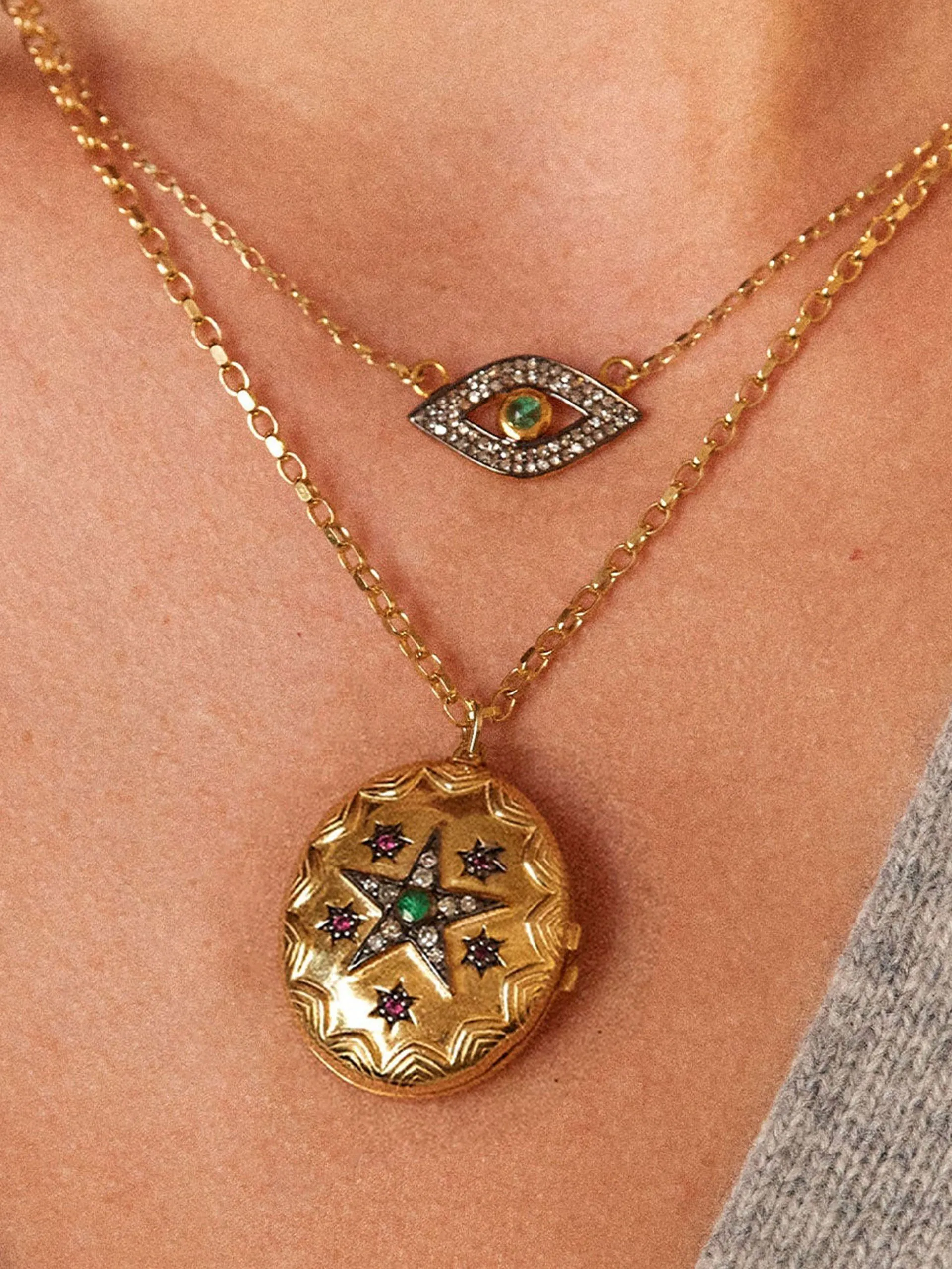 Diamond good fortune locket