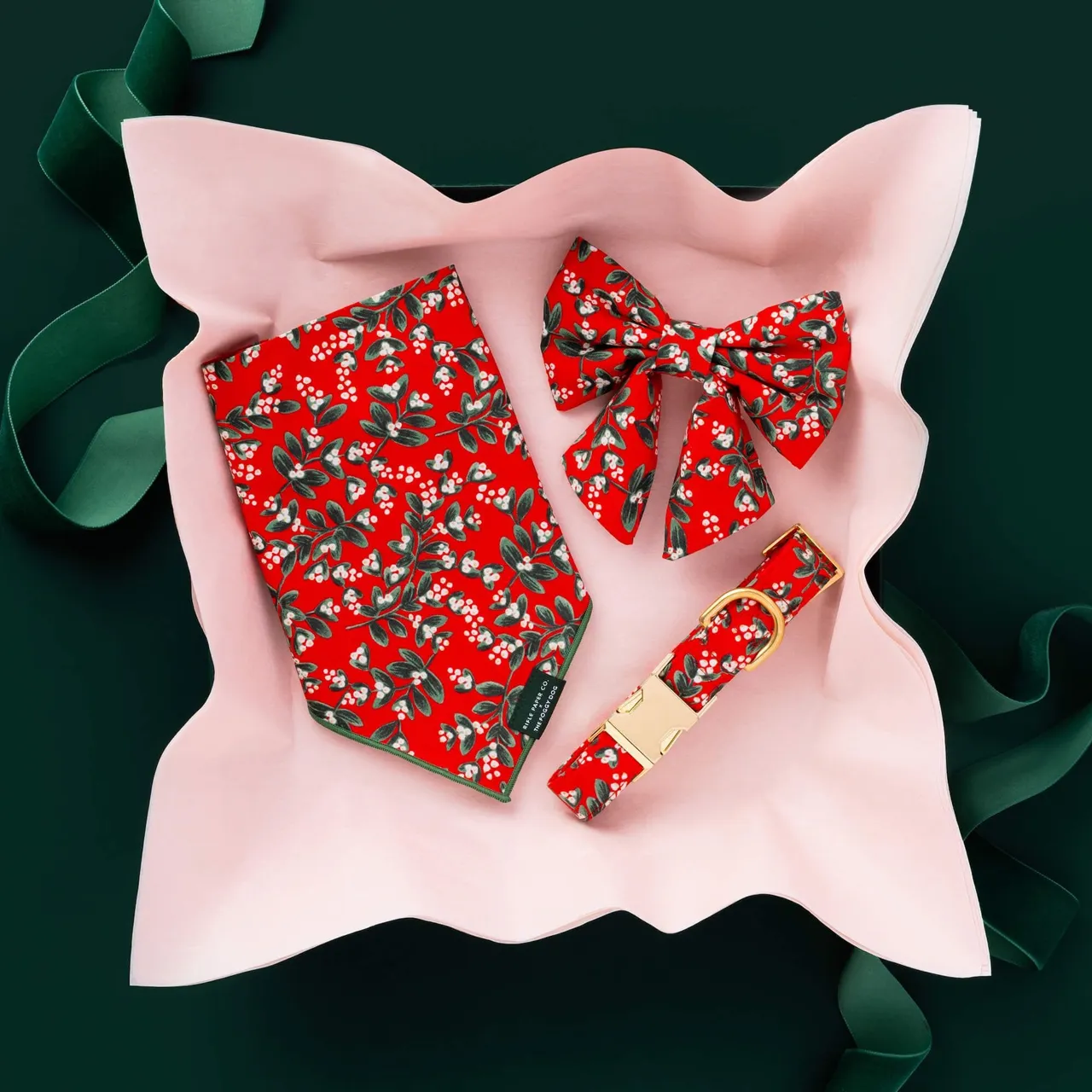 Dog and Cat Bandana: Rifle Paper Co. x TFD Mistletoe