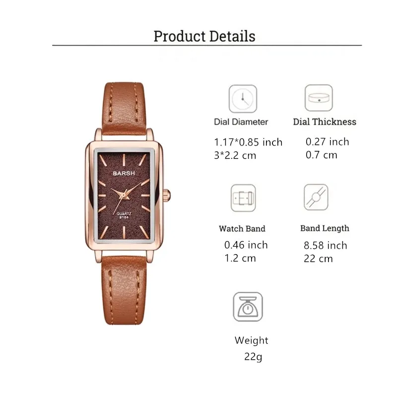 Elegant Rectangle Buckle Quartz Women's Watches