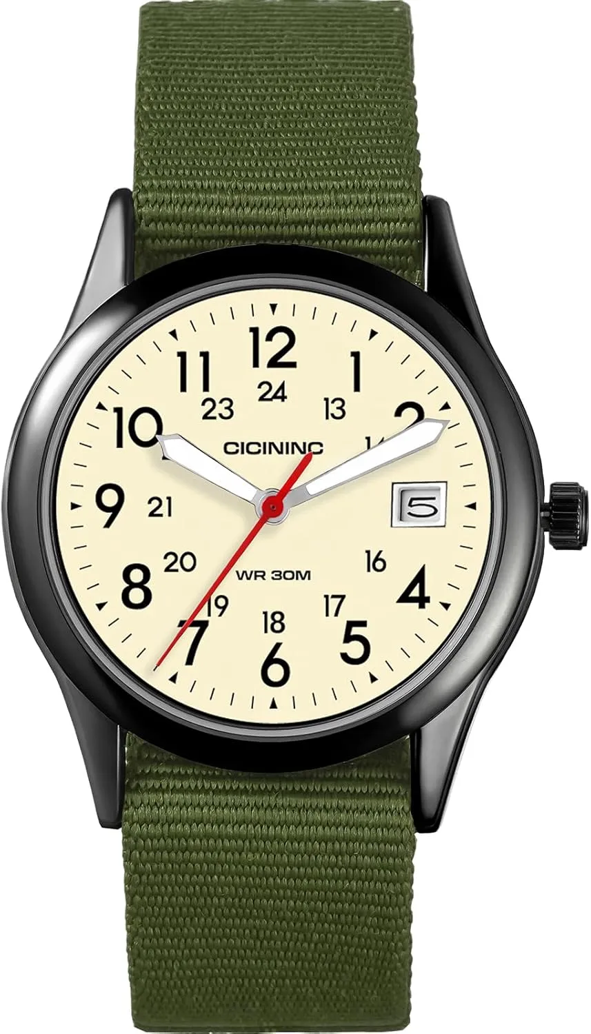 Expedition Scout Wrist Watch for Men Women 38mm Rugged Outdoor Wind Up Military Analog Watches, Everyday Quartz Wristwatch for All