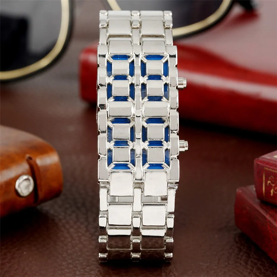 Fashion Black Full Metal Digital Lava Wrist Watch