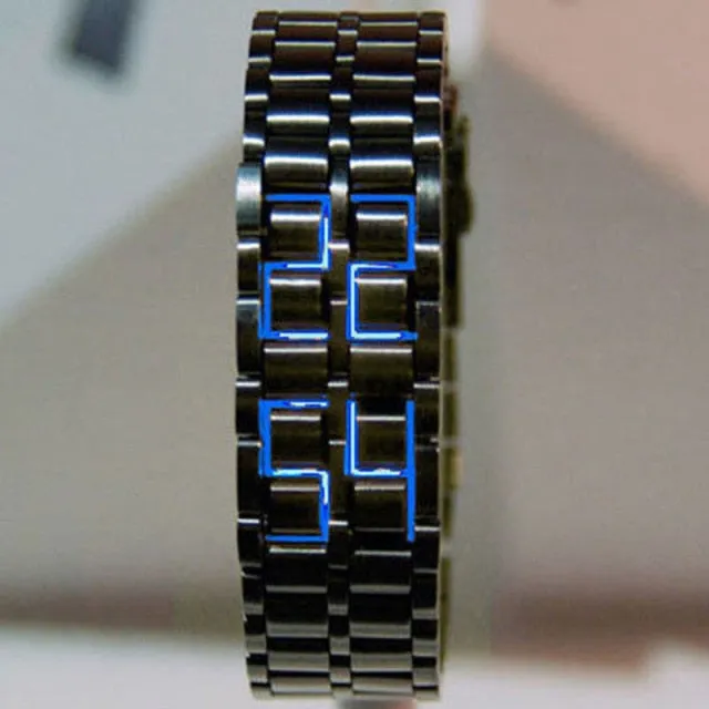 Fashion Black Full Metal Digital Lava Wrist Watch