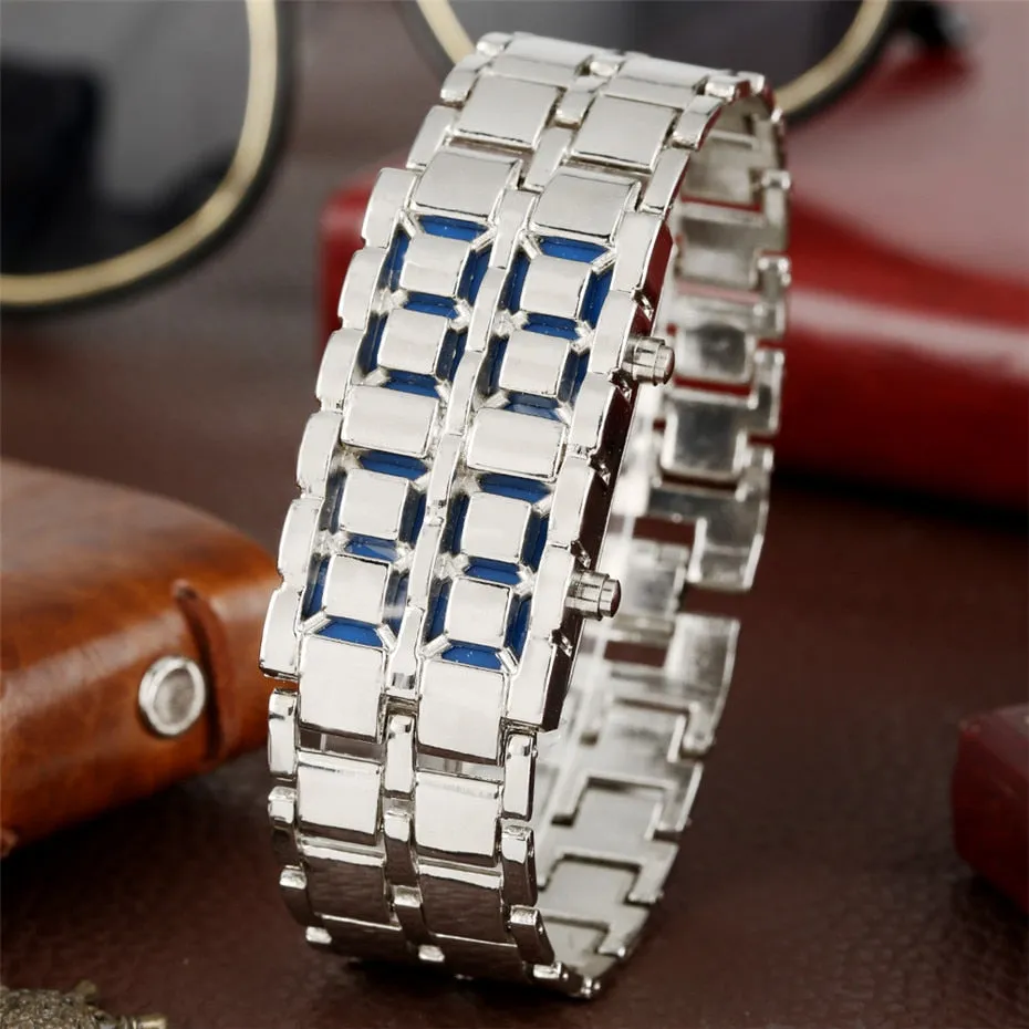 Fashion Black Full Metal Digital Lava Wrist Watch