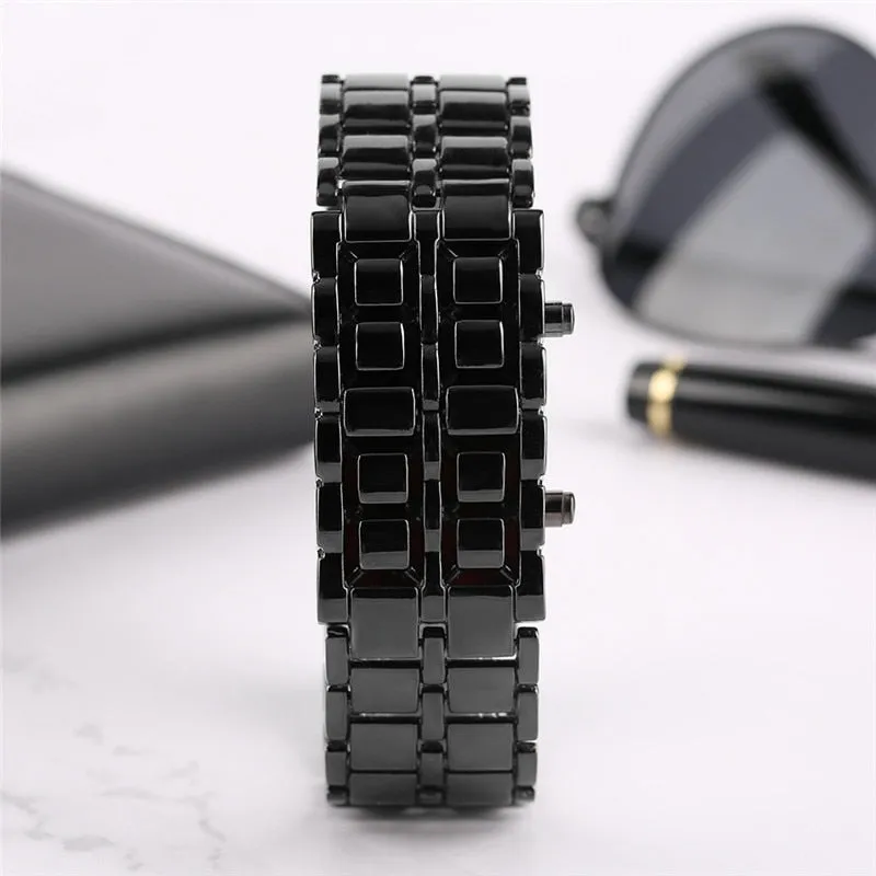 Fashion Black Full Metal Digital Lava Wrist Watch