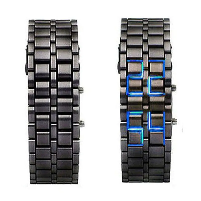 Fashion Black Full Metal Digital Lava Wrist Watch