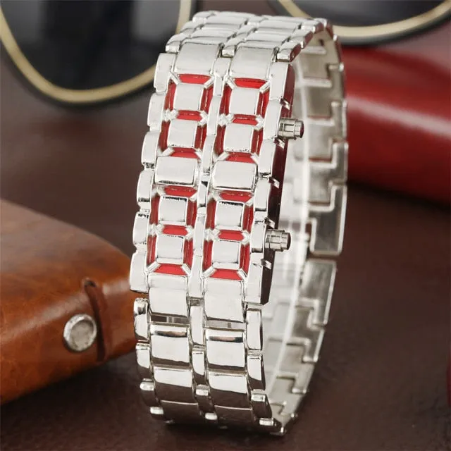 Fashion Black Full Metal Digital Lava Wrist Watch
