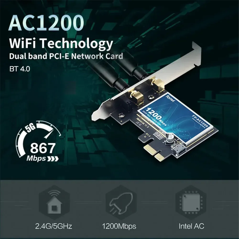 Fenvi 1200mbps Dual Band Wifi Card with Bluetooth4.0