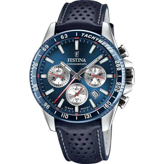 Festina Blue Dial Blue Leather Strap Men's Watch F20561/2