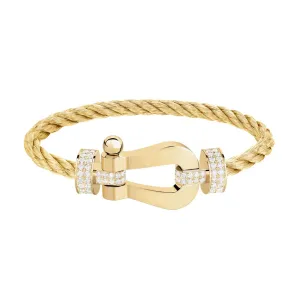 FRED Force 10 XL Bracelet with 18K yellow gold diamond buckle and cable