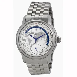 Frederique Constant Classic World Timer Silver Dial Stainless Steel Men's Watch FC-718WM4H6B