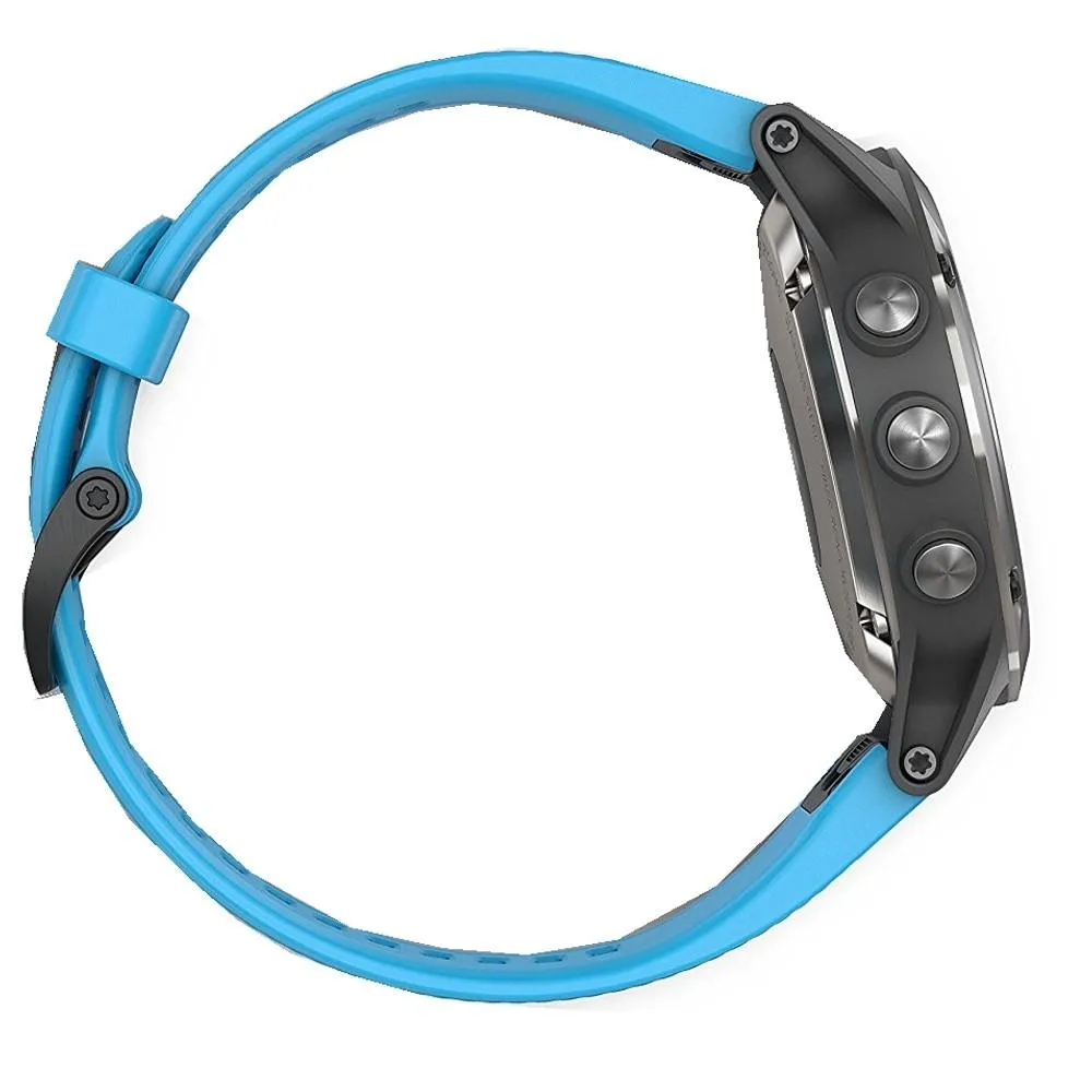 Garmin Blue Leather Band Black Quartz Dial Watch - 010-01688-40