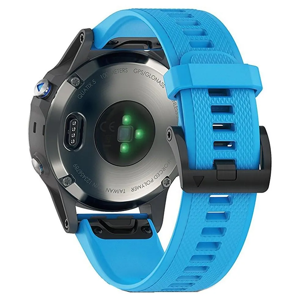 Garmin Blue Leather Band Black Quartz Dial Watch - 010-01688-40