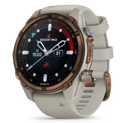 Garmin Descent Mk3i – 43 mm Bronze PVD Titanium with French Gray Silicone Band