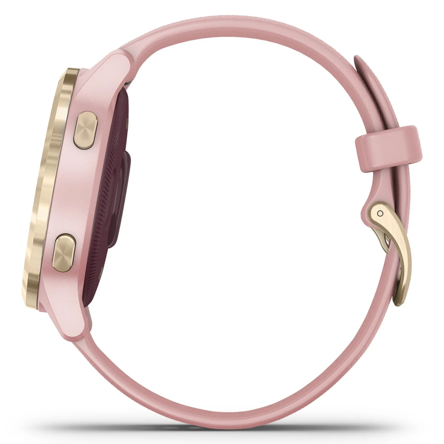 Garmin G1 010-02172-31 vivoactive 4S Light Gold Stainless Steel Bezel with Dust Rose Case and Silicone Band Women Watches Lexor Miami