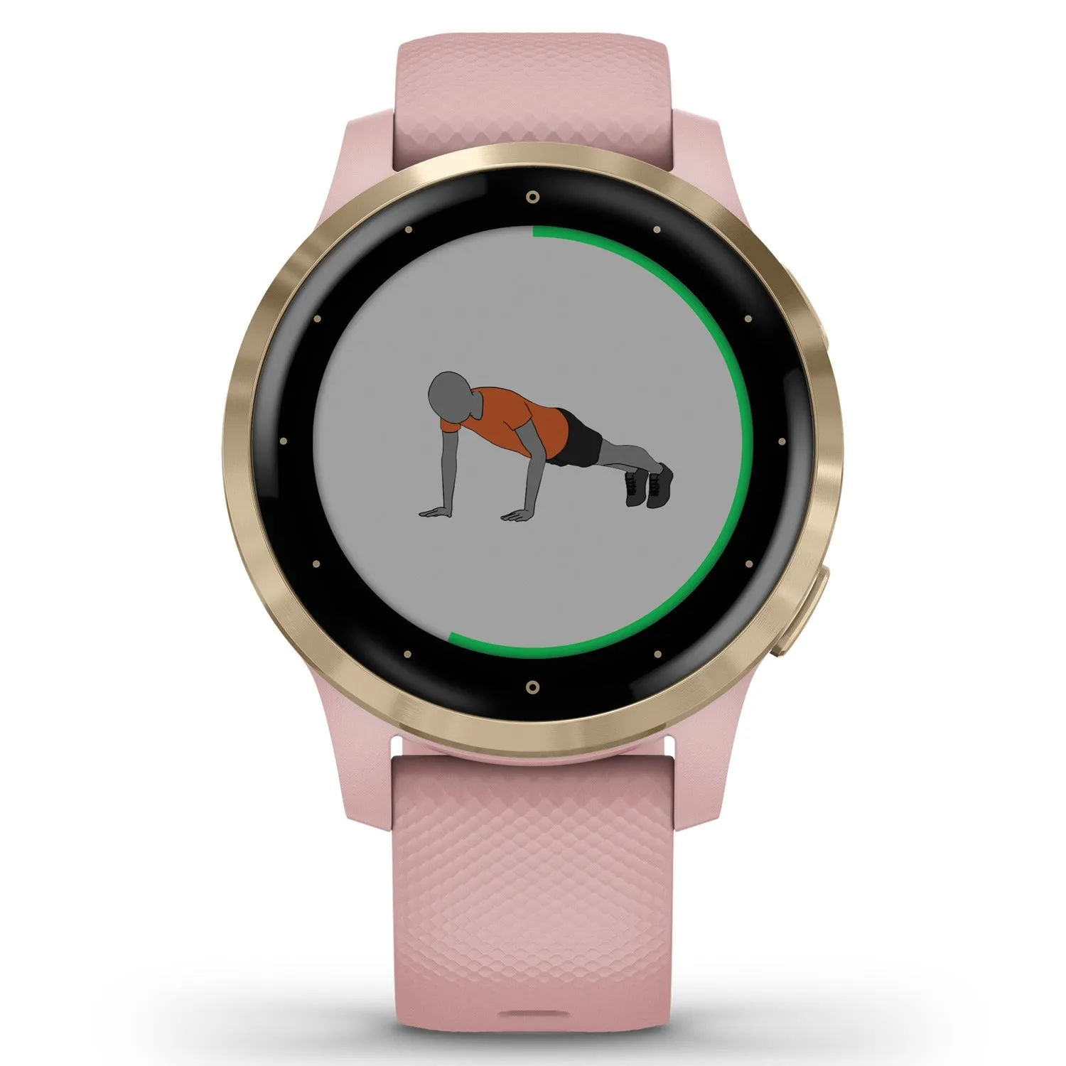 Garmin G1 010-02172-31 vivoactive 4S Light Gold Stainless Steel Bezel with Dust Rose Case and Silicone Band Women Watches Lexor Miami