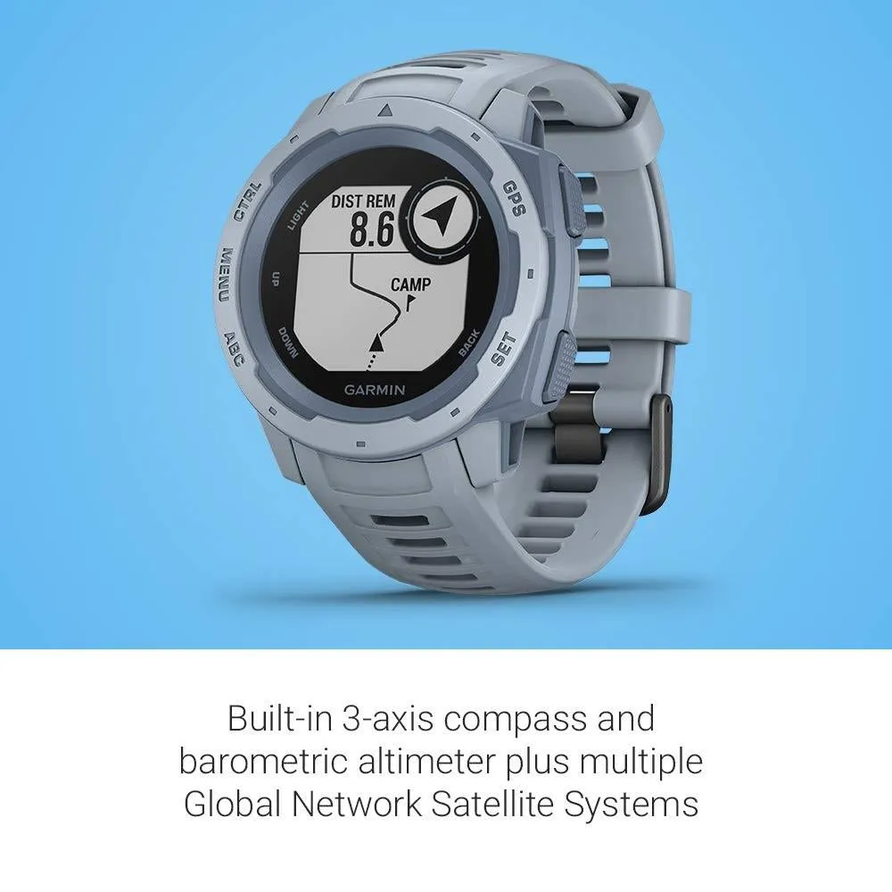 Garmin Instinct Seafoam Blue Band Multi-Sport Multi-Sensor Dial Rugged Outdoor Smart Watch - 010-02064-05