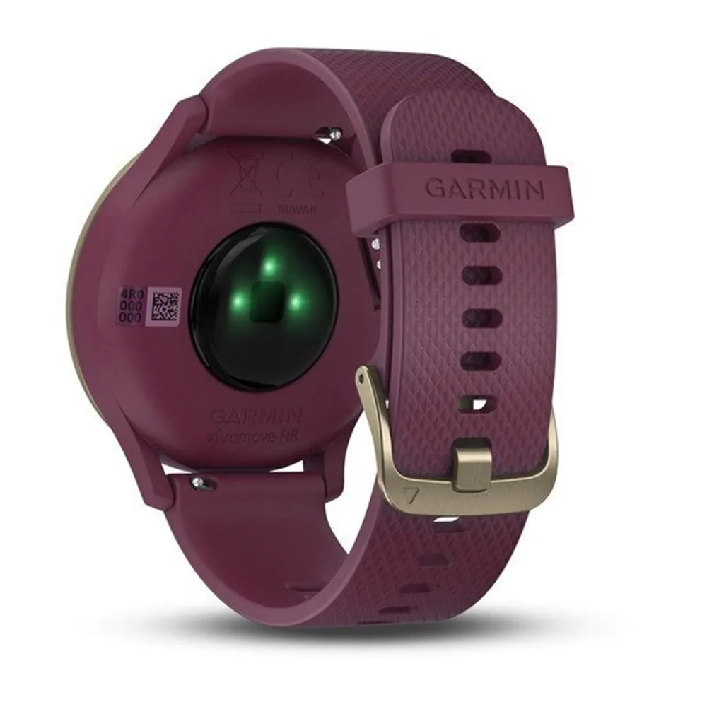Garmin vivomove HR Light Gold Stainless Steel Bezel with Berry Case and Silicone Band Touchscreen Display Hybrid  Smart Watch - 010-01850-17