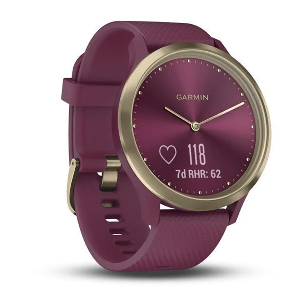 Garmin vivomove HR Light Gold Stainless Steel Bezel with Berry Case and Silicone Band Touchscreen Display Hybrid  Smart Watch - 010-01850-17