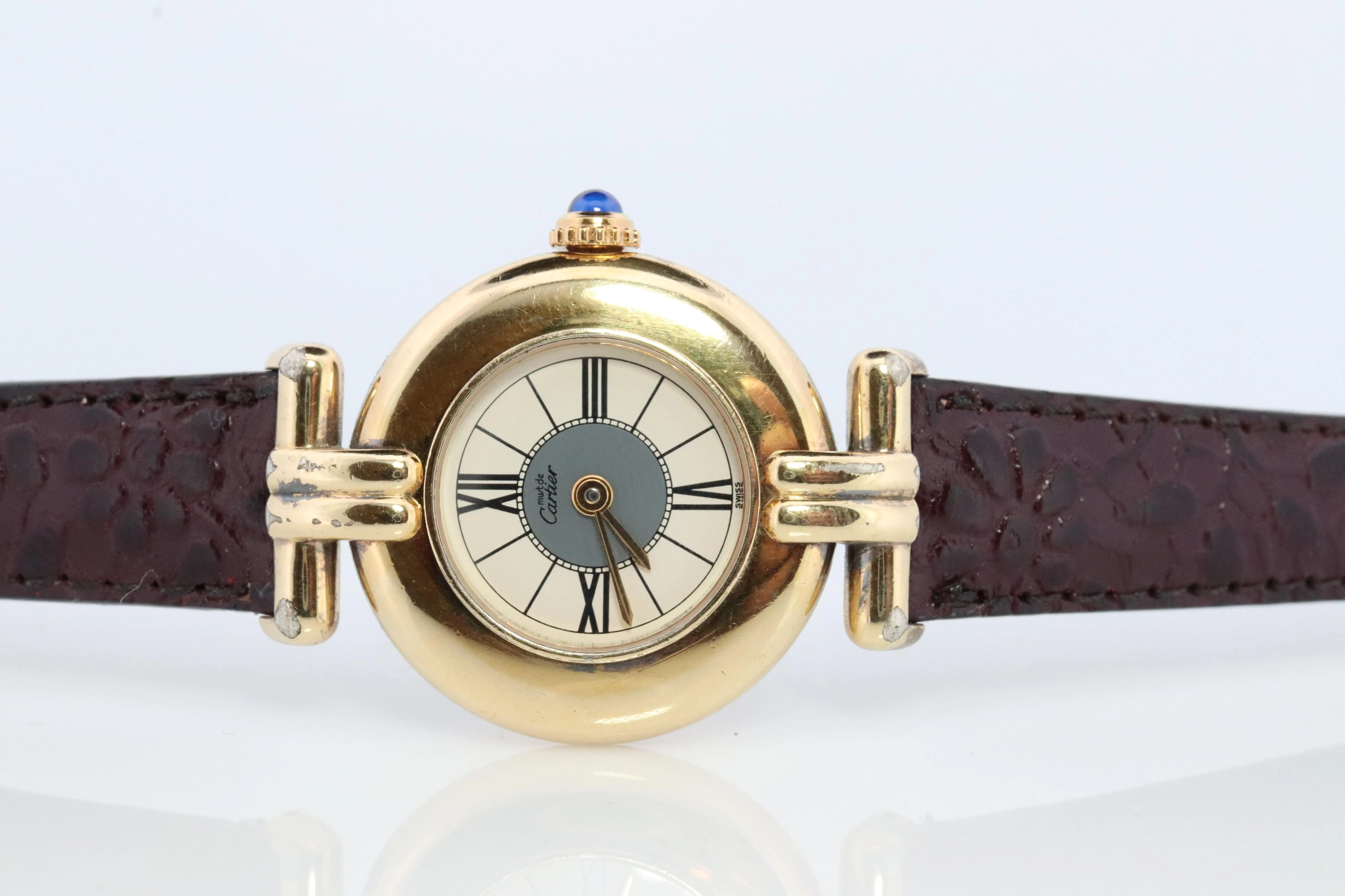 Genuine Cartier Watch. Must de Cartier Colisee Round Argent Vermeil 59002 Gray