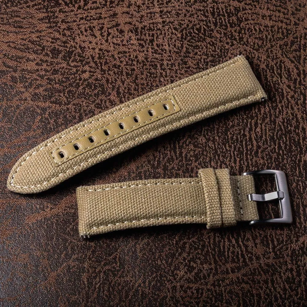 hemsut h Military Canvas Watch Bands, 18mm Watch Bands for Men, Quick Release Watch Strap, Fabric Sport Replacement