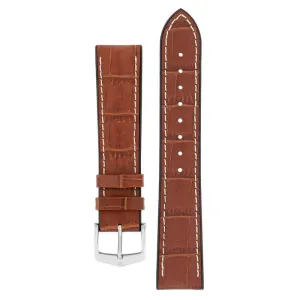 Hirsch GEORGE Alligator Embossed Performance Watch Strap in GOLD BROWN