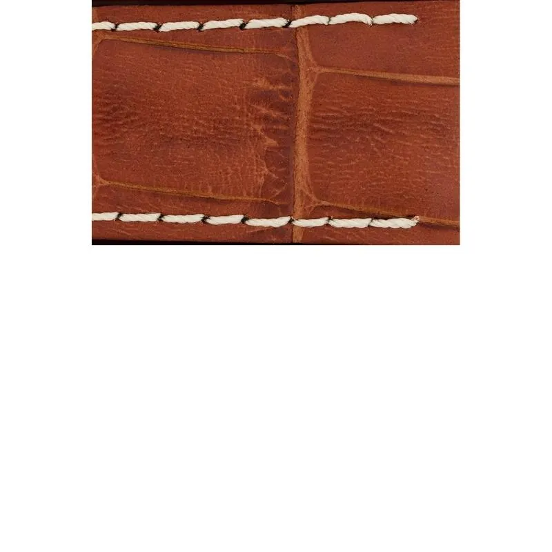 Hirsch GEORGE Alligator Embossed Performance Watch Strap in GOLD BROWN