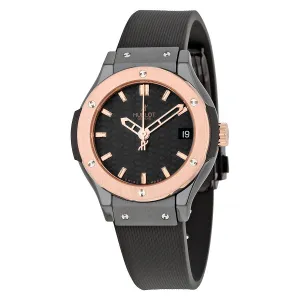 Hublot Classic Fusion Black Carbon Fiber Dial Black Rubber Ladies Watch 581CO1780RX 581.CO.1780.RX