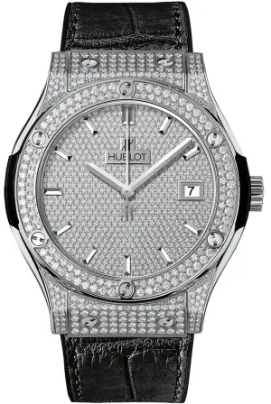 Hublot Classic Fusion Diamond Pave Dial Titanium Men's Watch 511.NX.9010.LR.1704