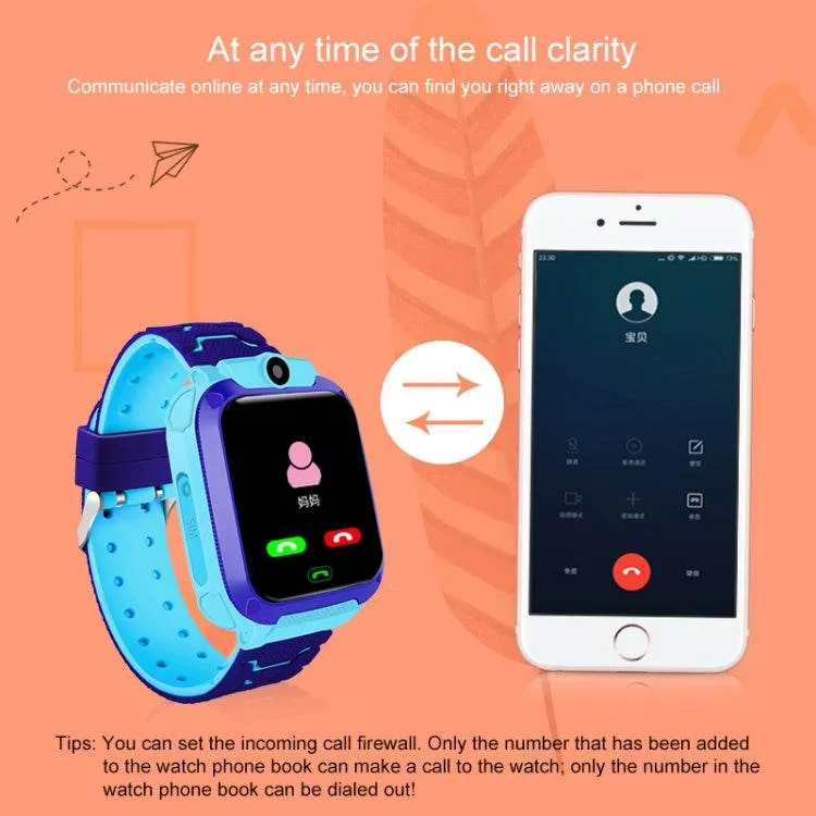 Kiddie Smartwatch Q120 - 1.44" Color Display, IP67 Waterproof, GPS Tracking, Two-Way Calling, SOS Feature, and Voice Monitoring for Ages 3-12