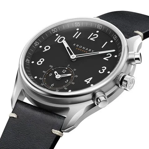 Kronaby Apex 41 Steel - Gun, Black Leather