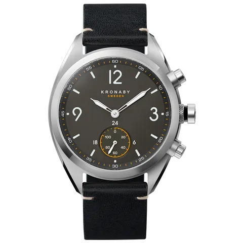 Kronaby Apex 41 Steel - Gun, Black Leather