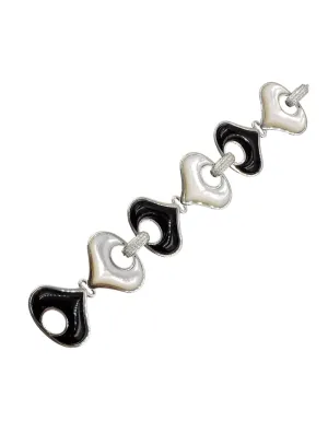 Marina B 18K White Gold Diamond Onyx Mother of Pearl Bracelet ASC5436
