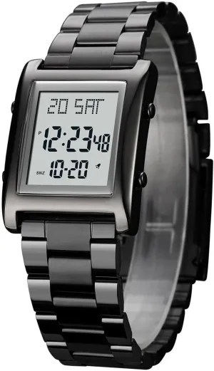 MASTOP Mens Watches Digital Watch for Men Womens, LED Screen Digital Black Watch Backlight Fashion Stainless Steel Rectangle Watches for Men, Men's Wristwatch Waterproof Tool Include