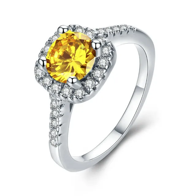 MDEAN Wedding rings for women White Gold Color jewelry   rings Engagement square bague AAA zirconia Accessories bijouxMSR035