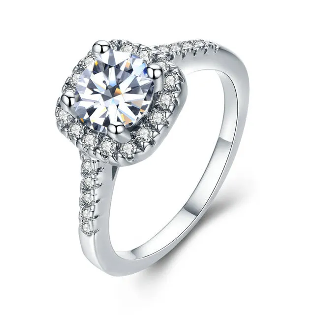 MDEAN Wedding rings for women White Gold Color jewelry   rings Engagement square bague AAA zirconia Accessories bijouxMSR035