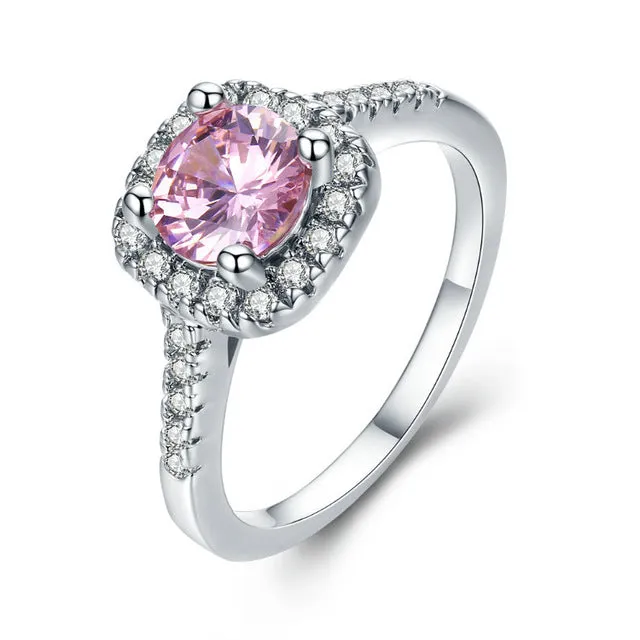 MDEAN Wedding rings for women White Gold Color jewelry   rings Engagement square bague AAA zirconia Accessories bijouxMSR035